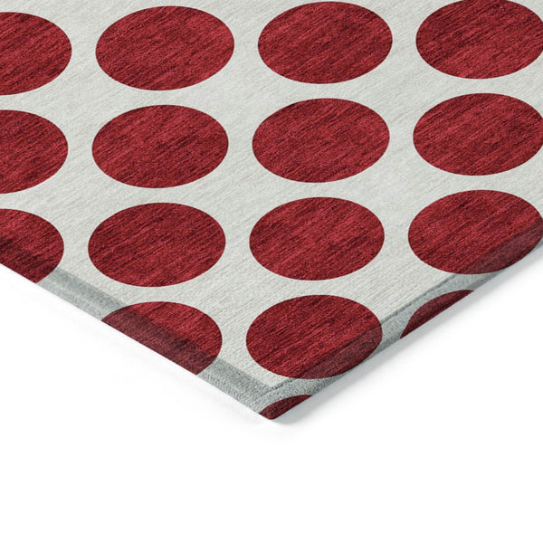 HomeRoots 5' Polka Dot Washable Area Rug in Red and Ivory - Durable, Stain-Resistant for Indoor/Outdoor Use 10' X 14' 614940