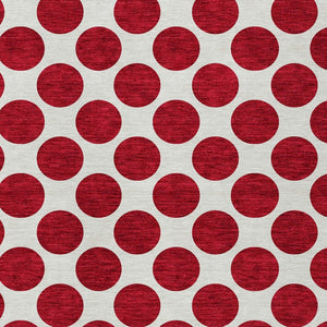 HomeRoots 5' Polka Dot Washable Area Rug in Red and Ivory - Durable, Stain-Resistant for Indoor/Outdoor Use 10' X 14' 614940