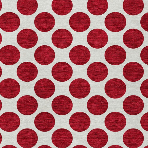HomeRoots 5' Polka Dot Washable Area Rug in Red and Ivory - Durable, Stain-Resistant for Indoor/Outdoor Use 10' X 14' 614940