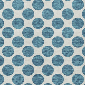 HomeRoots 5' Teal Blue and Ivory Polka Dot Area Rug – Stylish, Washable, Indoor/Outdoor Perfect for Any Space 5' X 8' 614942