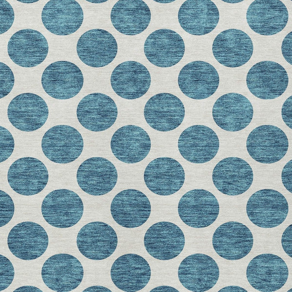 HomeRoots 5' Teal Blue and Ivory Polka Dot Area Rug – Stylish, Washable, Indoor/Outdoor Perfect for Any Space 5' X 8' 614942