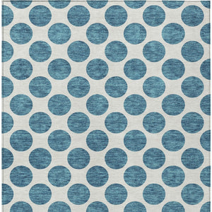 HomeRoots 5' Teal Blue and Ivory Polka Dot Area Rug – Stylish, Washable, Indoor/Outdoor Perfect for Any Space 8' X 10' 614944