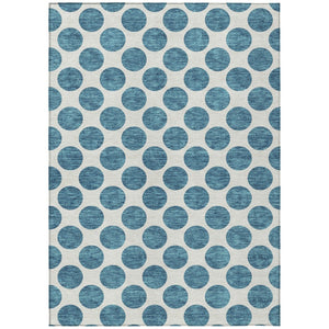 HomeRoots 5' Teal Blue and Ivory Polka Dot Area Rug – Stylish, Washable, Indoor/Outdoor Perfect for Any Space 8' X 10' 614944