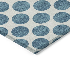 HomeRoots 5' Teal Blue and Ivory Polka Dot Area Rug – Stylish, Washable, Indoor/Outdoor Perfect for Any Space 8' X 10' 614944