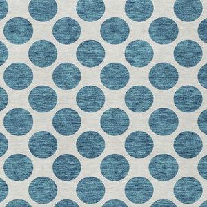 HomeRoots 5' Teal Blue and Ivory Polka Dot Area Rug – Stylish, Washable, Indoor/Outdoor Perfect for Any Space 8' X 10' 614944