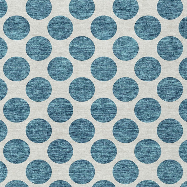 HomeRoots 5' Teal Blue and Ivory Polka Dot Area Rug – Stylish, Washable, Indoor/Outdoor Perfect for Any Space 8' X 10' 614944