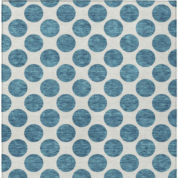 HomeRoots 9' X 12' Teal Blue Polka Dot Area Rug - Stylish, Washable, Durable for Indoor & Outdoor Spaces 614945