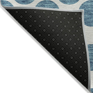 HomeRoots 9' X 12' Teal Blue Polka Dot Area Rug - Stylish, Washable, Durable for Indoor & Outdoor Spaces 614945