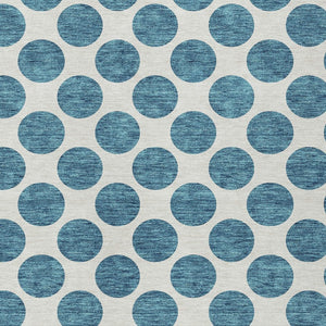 HomeRoots 9' X 12' Teal Blue Polka Dot Area Rug - Stylish, Washable, Durable for Indoor & Outdoor Spaces 614945