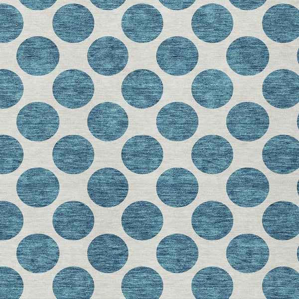 HomeRoots 9' X 12' Teal Blue Polka Dot Area Rug - Stylish, Washable, Durable for Indoor & Outdoor Spaces 614945
