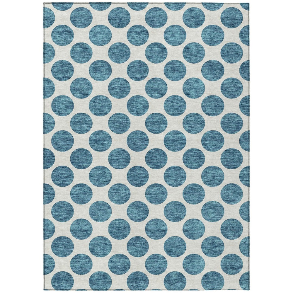 HomeRoots 5' Teal Blue and Ivory Polka Dot Area Rug – Stylish, Washable, Indoor/Outdoor Perfect for Any Space 10' X 14' 614946