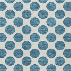 HomeRoots 5' Teal Blue and Ivory Polka Dot Area Rug – Stylish, Washable, Indoor/Outdoor Perfect for Any Space 10' X 14' 614946