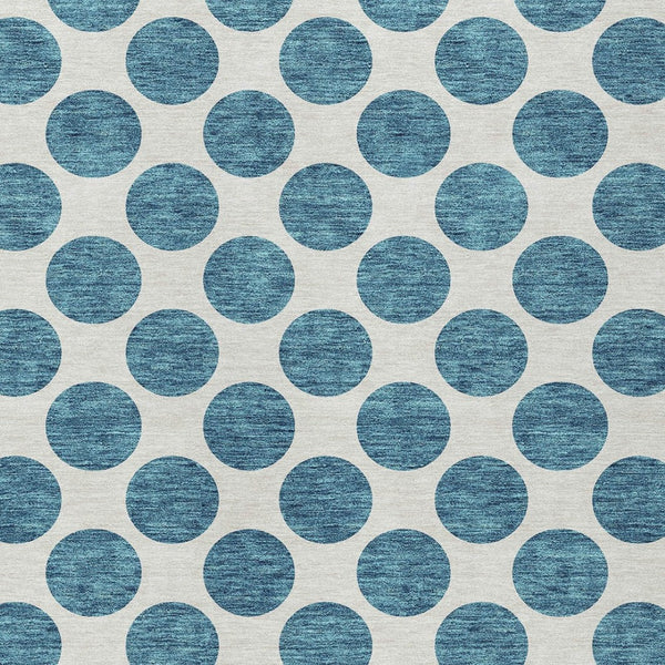 HomeRoots 5' Teal Blue and Ivory Polka Dot Area Rug – Stylish, Washable, Indoor/Outdoor Perfect for Any Space 10' X 14' 614946