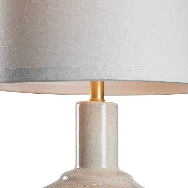 Wildwood Emma Ceramic Lamp Crackled Snow Glaze With Antique Gold Leaf Base And Ivory Linen Shade, 32" H 61495