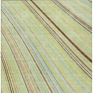 HomeRoots 5' Versatile Sage Brown and Sky Blue Striped Area Rug for Indoor and Outdoor Spaces, Easy Care 8' X 10' 614950