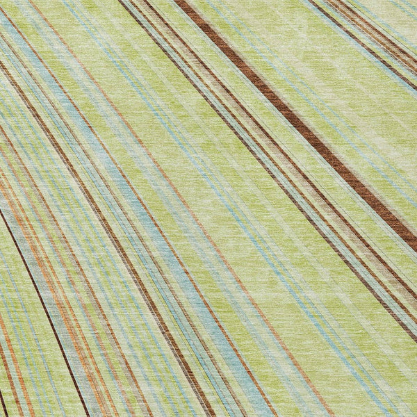 HomeRoots 5' Versatile Sage Brown and Sky Blue Striped Area Rug for Indoor and Outdoor Spaces, Easy Care 8' X 10' 614950