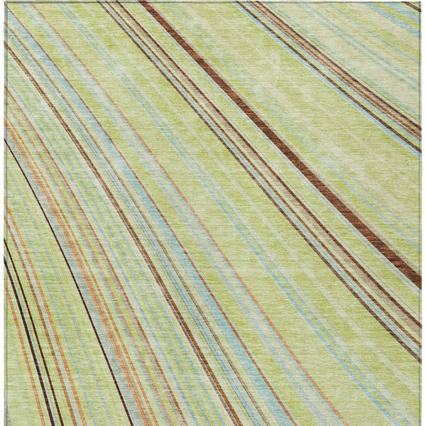 HomeRoots 5' Versatile Sage Brown and Sky Blue Striped Area Rug for Indoor and Outdoor Spaces, Easy Care 9' X 12' 614951
