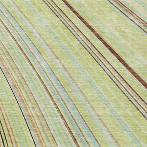 HomeRoots 5' Versatile Sage Brown and Sky Blue Striped Area Rug for Indoor and Outdoor Spaces, Easy Care 9' X 12' 614951