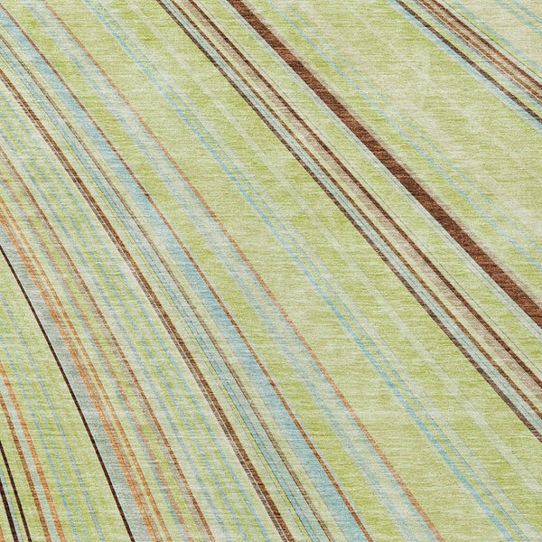 HomeRoots 5' Versatile Sage Brown and Sky Blue Striped Area Rug for Indoor and Outdoor Spaces, Easy Care 9' X 12' 614951