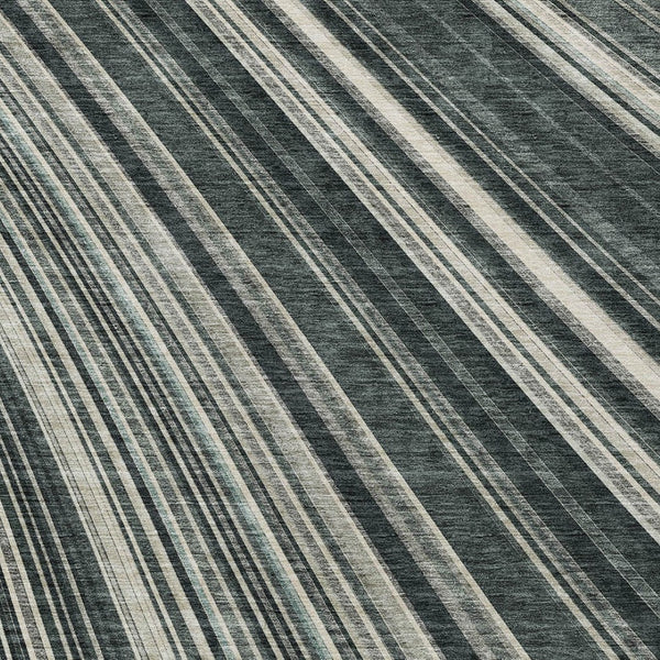 HomeRoots 5' Modern Striped Washable Area Rug in Black, Gray, and Ivory - Stylish Indoor Outdoor Solution 5' X 8' 614960
