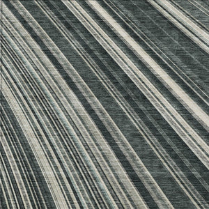 HomeRoots 5' Modern Striped Washable Area Rug in Black, Gray, and Ivory - Stylish Indoor Outdoor Solution 9' X 12' 614963
