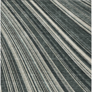 HomeRoots 5' Modern Striped Washable Area Rug in Black, Gray, and Ivory - Stylish Indoor Outdoor Solution 10' X 14' 614964