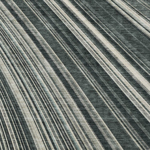 HomeRoots 5' Modern Striped Washable Area Rug in Black, Gray, and Ivory - Stylish Indoor Outdoor Solution 10' X 14' 614964
