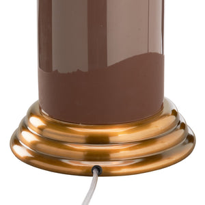 Wildwood Savannah Sculptural Lamp With Reverse-Painted Glass Column, Antique Brass Accents & White Shade 61497