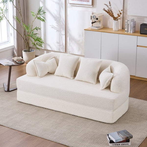English Elm 2-in-1 Foldable Chenille Sleeper Sofa Compact Convertible Loveseat for Modern Living W2231P392100