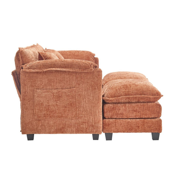 English Elm United Cozy Two-Seat Chenille Sofa With Detachable Armrests, Footstools, And Side Pockets For Comfort P1 W1568S00141-GIGA