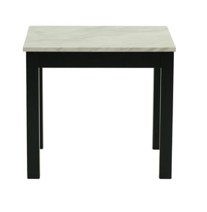 English Elm Majestic White Faux Marble 3pc Coffee & End Table Set with Black Legs, Modern Durable Living Room Design B011P237498