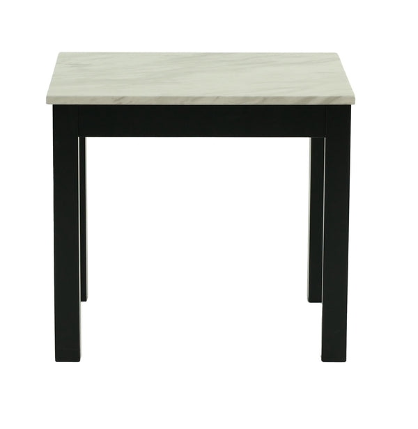 English Elm Majestic White Faux Marble 3pc Coffee & End Table Set with Black Legs, Modern Durable Living Room Design B011P237498