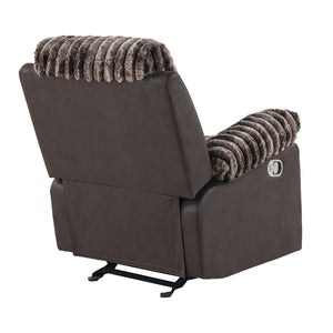 English Elm Bruni Plush Brown Glider Recliner with Manual Recline, 100% Polyester Upholstery & Foam Fill B201P299729
