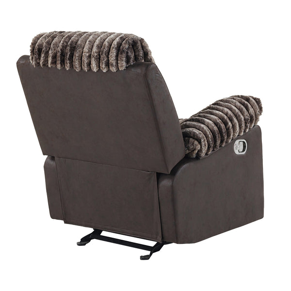 English Elm Bruni Plush Brown Glider Recliner with Manual Recline, 100% Polyester Upholstery & Foam Fill B201P299729