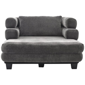English Elm Oversized Chenille Chaise Lounge Deep Seat Sculptural Armrests Modern Living Room Retreat Grey N763P326441E