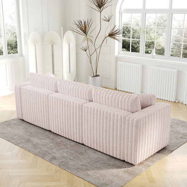 English Elm 106.3" Soft Modular 3-Person Sofa - Chic Light Pink Design For Comfort, Versatile Use & Easy Care! W1767S00018