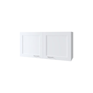 English Elm White Wall Kitchen Cabinet 2-Door with Open Shelf, Space-Saving 39.4" Wide White Finish Organizer B062P303930