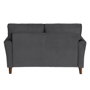 English Elm Gray Velvet Upholstery Loveseat with Tufted Plush Seatbacks, Flared Arms & Solid Wood Frame, Modern Comfort B011P204913