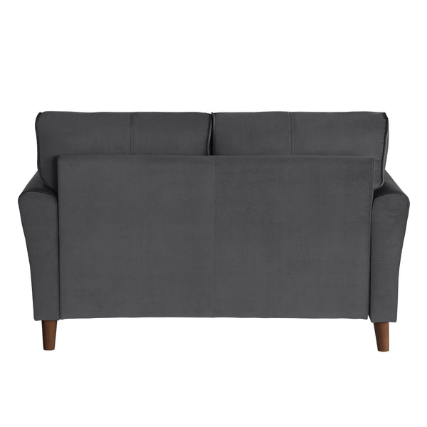 English Elm Gray Velvet Upholstery Loveseat with Tufted Plush Seatbacks, Flared Arms & Solid Wood Frame, Modern Comfort B011P204913