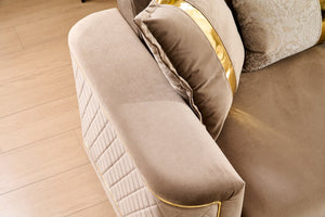 English Elm Lisa 3 Piece Living Room Sofa Set Copper Upholstery Birch Frame Gold Steel Legs B009S02226