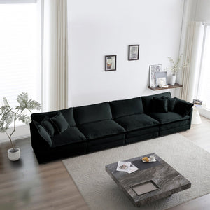 English Elm Free Combination Modular Sofa: 4-Seater Black Chenille Couch For Customizable Comfort & Style W714S00632