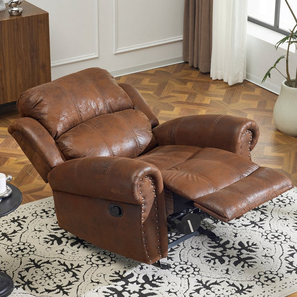 English Elm Christopher Knight Home® - 40.75" Wide Suede Manual Glider Recliner Chair with Rolled Arms, Microfiber Comfort & Infinite Positions Brown N763P264499D