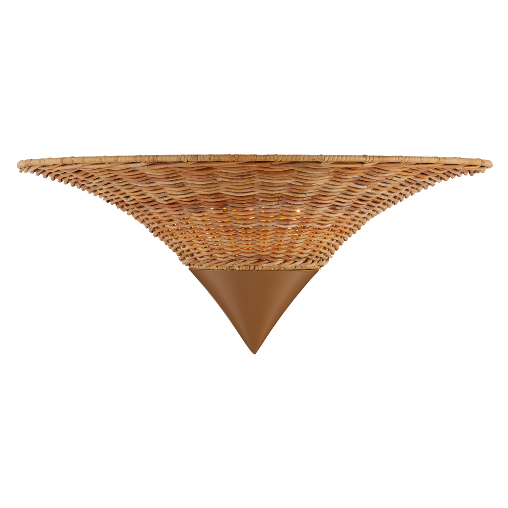 Zola Wall Sconce - Contemporary Natural Rattan & Wrought Iron Design in Khaki Finish for Elegant Spaces