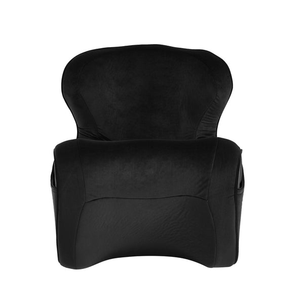 English Elm Ergonomic Floor Chair Velvet Upholstered Lumbar Support Seat for Reading Nook or Lounge Black W1097P462006