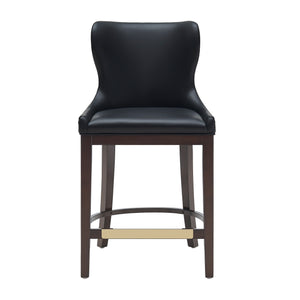 English Elm Blair Wood Upholstered Counter Stool - Stylish Black Design With Wingback Support & Footrest B365P398070