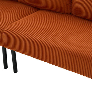 English Elm United We Win Corduroy Loveseat Plush Ergonomic Sofa with Spring Support Metal Legs Orange W1568P410045