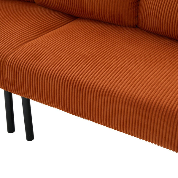 English Elm United We Win Corduroy Loveseat Plush Ergonomic Sofa with Spring Support Metal Legs Orange W1568P410045