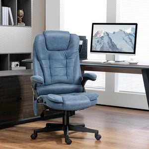 English Elm Homcom High Back Massage Office Chair With 6 Vibration Points, Heat, Recline & Remote Control, Blue W2225P217523