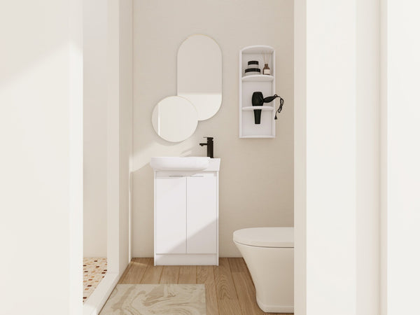 English Elm 23" Freestanding Ceramic Vessel Sink Vanity with Soft Close Cabinet and Wall Rack W999S00490