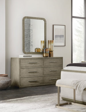 Hooker Furniture Linville Oak Veneer Wall Mirror with Smoked Gray and Charred Finish for Modern Interiors 6150-90006-85
